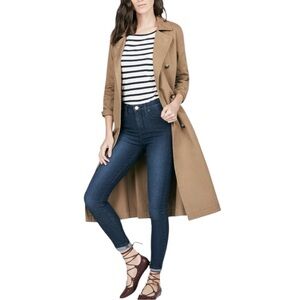 JustFab Dark Camel Trench Coat size XL Belted Classic Midi Length